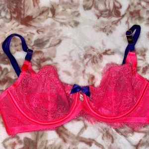 Pink VS Unlined Lace Demi Bra